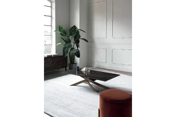Tavolino Artistico Coffee di design firmato Bontempi in metallo e pietra
