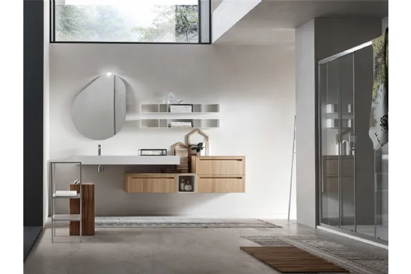 Mobile bagno sospeso moderno in legno di Arcom