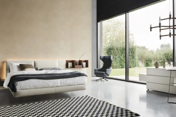 Letto in legno imbottito con testiera boiserie Ecletto 1.0 di Sangiacomo