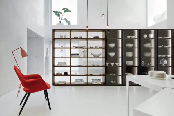 Libreria in legno classica bifacciale Comp M5C91 di Sangiacomo con vetrine