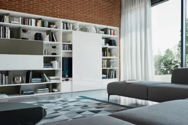 Libreria moderna componibile in laccato bianco Comp M5C95 di Sangiacomo