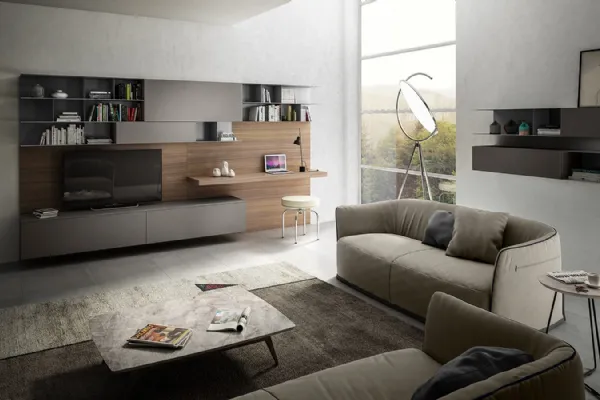Libreria componibile, vani a giorno in eucalipto Living 07 di Arredo 3