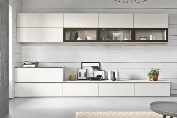 Parete attrezzata moderna in laccato opaco bianco Comp L1 di Cinquanta3