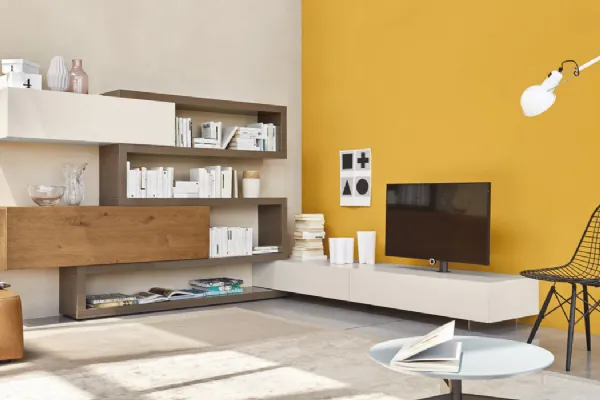 Parete attrezzata moderna in legno e laccato Lampo L5C29A di Sangiacomo
