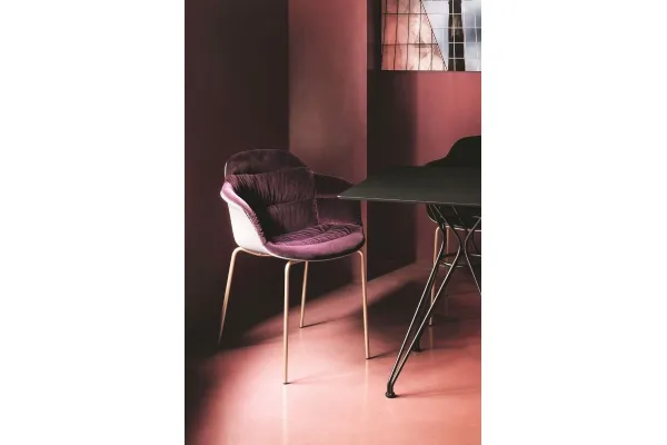 Sedia di design in metallo o legno imbottita Mood Rivestita di Bontempi