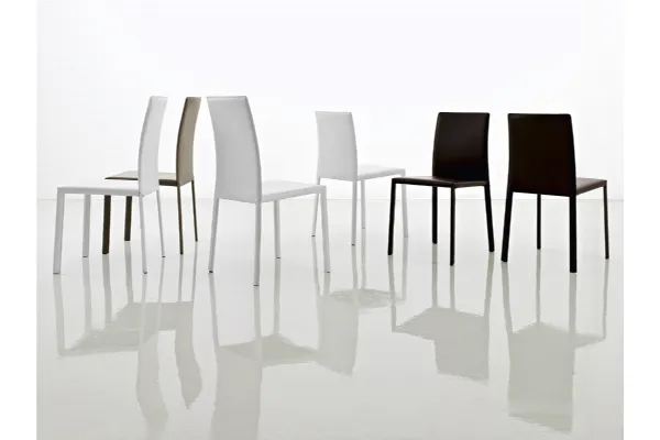 Sedia in cuoio moderna fissa imbottita Paola di Pointhouse
