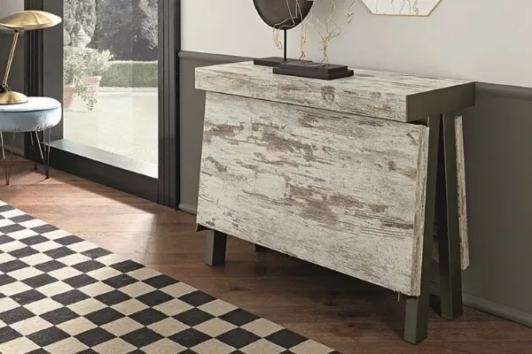 Consolle moderna allungabile in legno decapato e metallo Astoria di Target Point