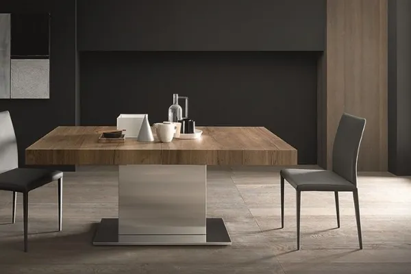 Tavolo di design con base in metallo e piano in legno Tower Maxi di Target Point