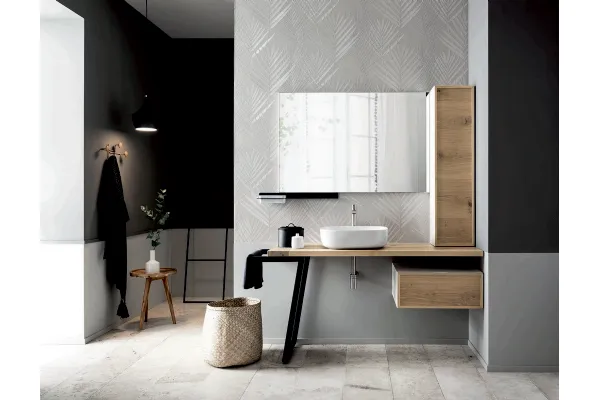 Mobile da Bagno da appoggio con top in rovere Teddy 04 di Alta Corte