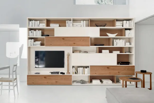 Libreria Comp M6C69 in legno laccato di Sangiacomo