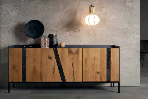 Madia con piano in laminato e ante in legno Elly di Alta Corte