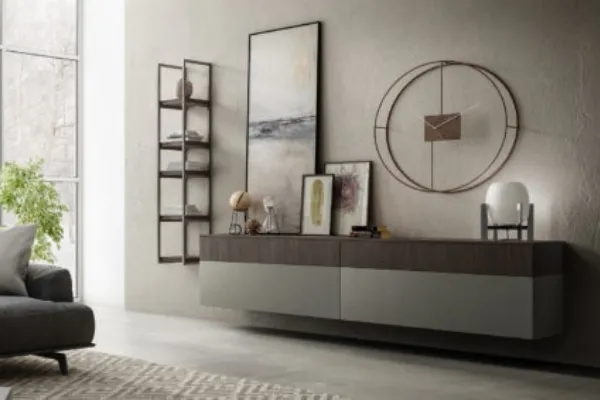 Mobile sospeso Living 3 in legno laccato opaco di Arredo3