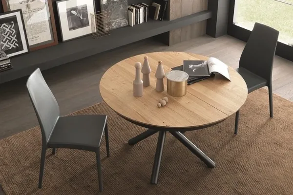 Tavolo rotondo in legno e metallo moderno allungabile Fahrenheit Round di Target Point