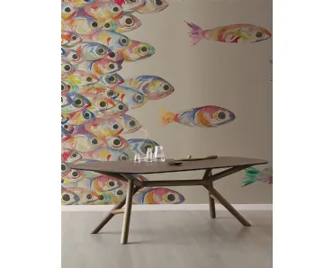 Carta da parati con soggetto pesci colorati Flutter di London Art