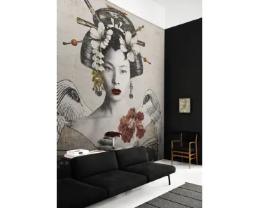 Carta da parati con ritratto di donna Geisha re-edition di London Art