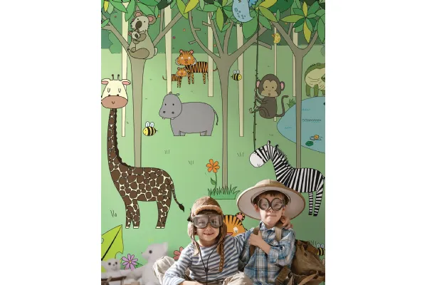 Carta da parati per camerette con animali esotici Harry di London Art