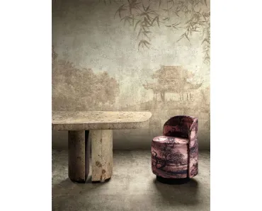 Carta da parati con sfondo orientale Time waits for no one di London Art