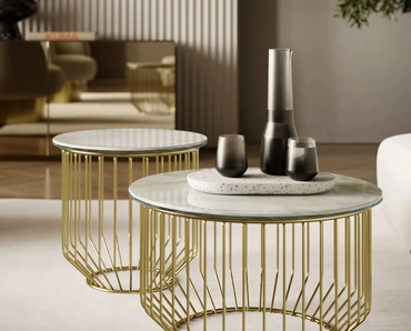 Tavolino Circus in SuperMarmo e acciaio di Bontempi