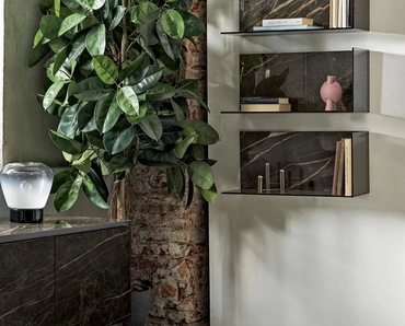 Mensola Zen in SuperMarmo e cristallo di Bontempi