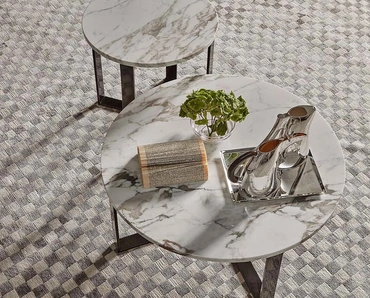 Tavolino rotondo con top in marmo Gatwick di Rosini Divani