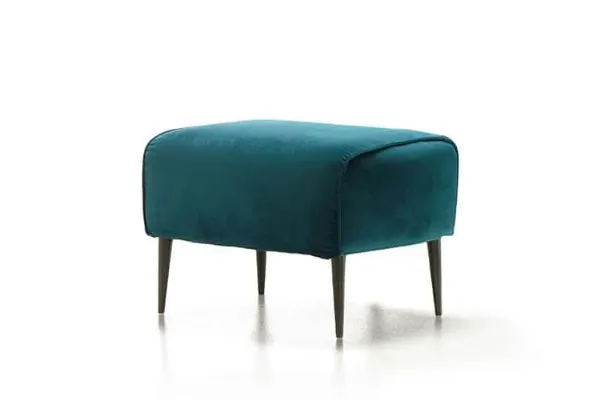 Pouf classico in tessuto con piedini in metallo ISCHIA di Rosini Divani