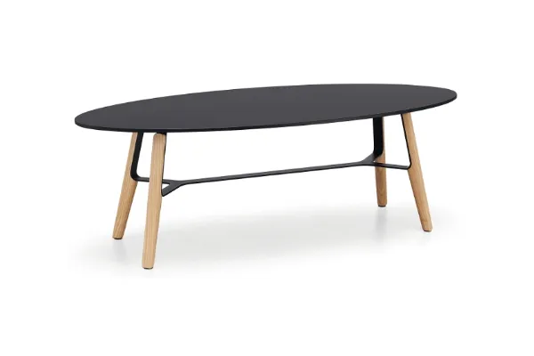 Tavolino in metllo con gambe in legno Liù CT Oval di Midj