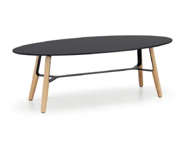 Tavolino in metllo con gambe in legno Liù CT Oval di Midj