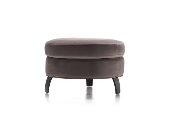 Pouf rotondo in tessuto con piedini in legno PONZA di Rosini Divani