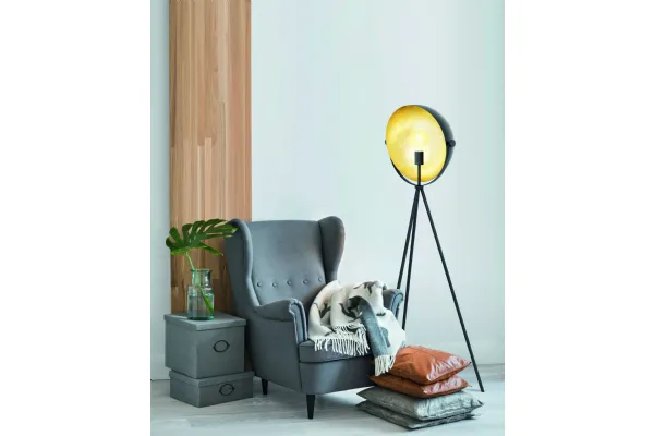 Lampada da terra in metallo colore nero e oro Darnius di Eglo