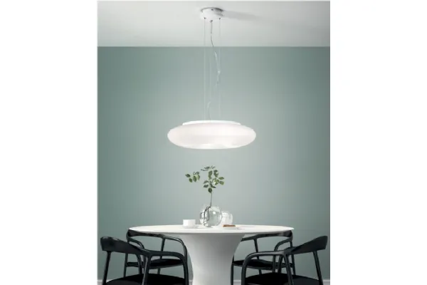 Lampada Dodi in vetro bianco soffiato ed acidato di Ondaluce