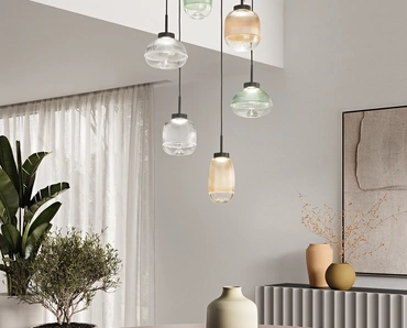 Lampada a sospensione Ekos in vetro di Ondaluce