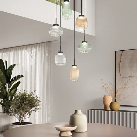 Lampada a sospensione Ekos in vetro di Ondaluce