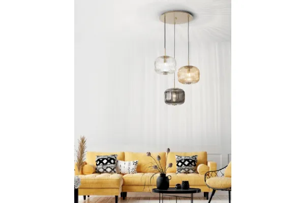 Lampada Odette color tre vetri soffiati colorati di Ondaluce