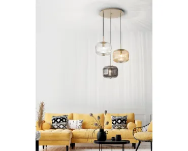 Lampada Odette color tre vetri soffiati colorati di Ondaluce