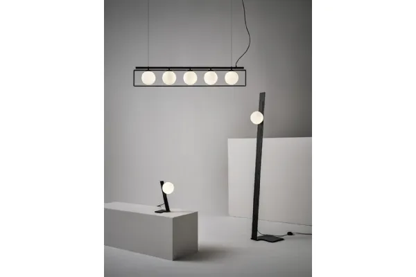 Lampada in acciaio nero a 5 luci Suspense Sospensione di Midj