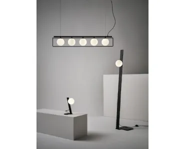 Lampada in acciaio nero a 5 luci Suspense Sospensione di Midj