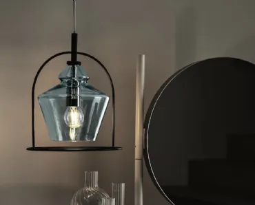 Lampada a sospensione Swing in vetro e acciaio laccato di Bontempi