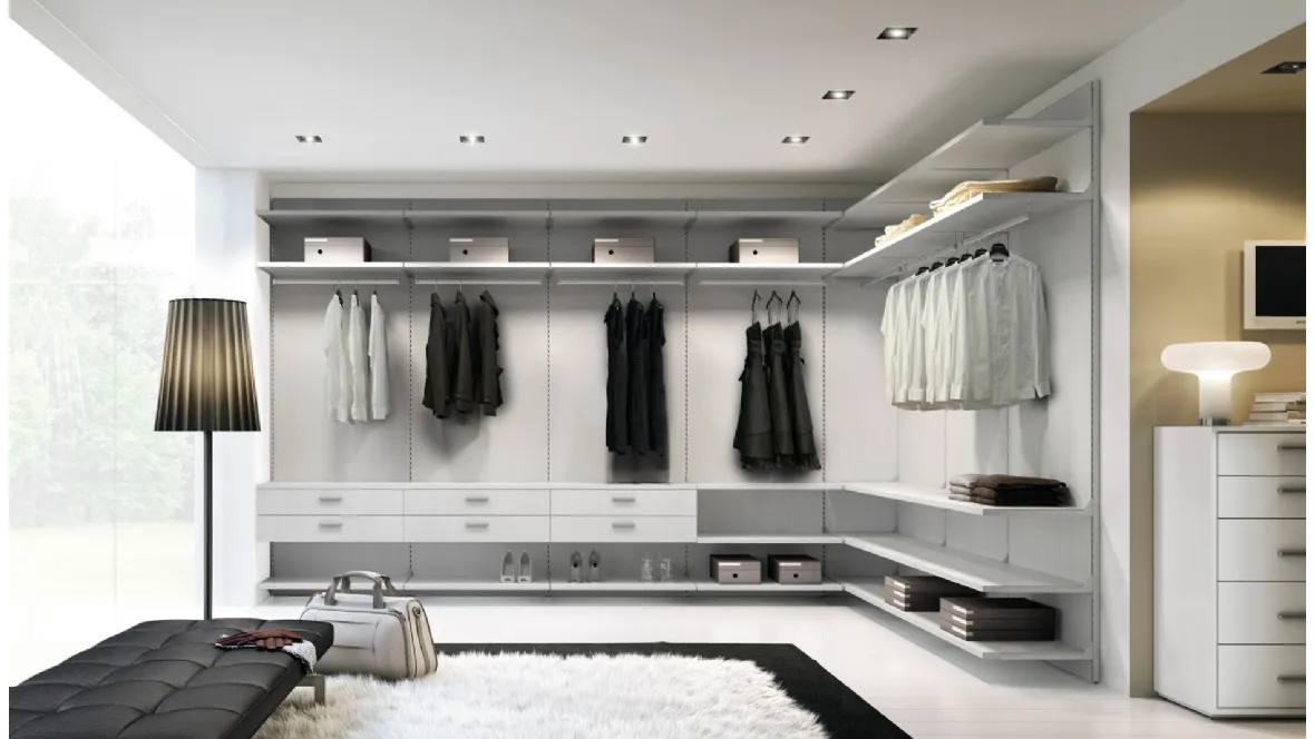 Cabina Armadio in laccato bianco opaco Railsystem 37D di Ferrimobili