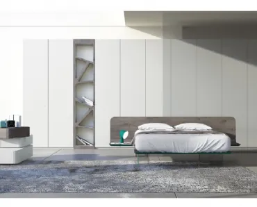 Armadio in laccato bianco con libreria a giorno in quercia cenere Comp 15 di Voltan