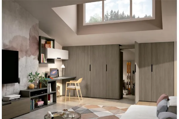 Armadio scalare per mansarda in legno Composizione 16 di Ferrimobili