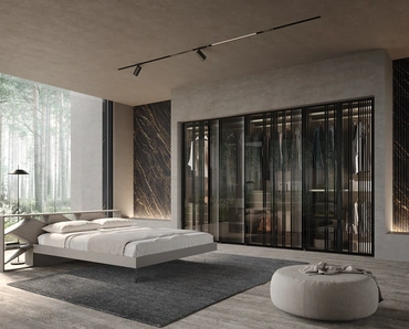 Armadio con ante battenti Lucifer vetro cannettato irregolare di Voltan