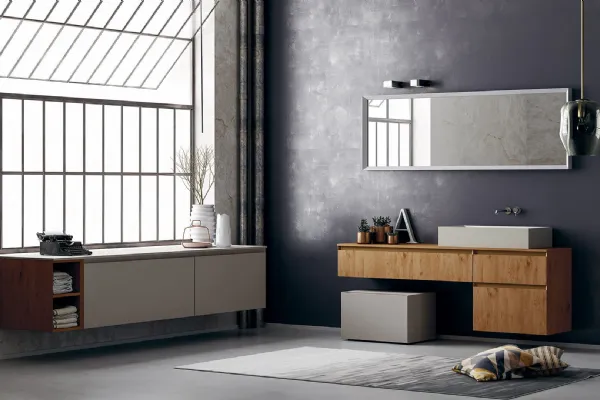Mobile da Bagno sospeso in legno di rovere 360Gradi 03 di Altamarea