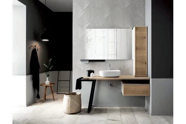 Mobile da Bagno da appoggio con top in rovere Teddy 04 di Alta Corte