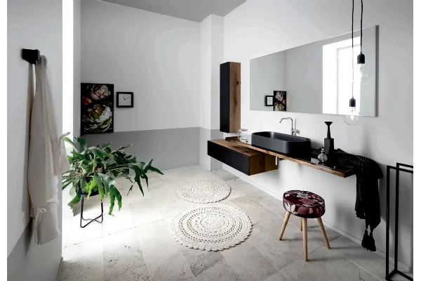 Mobile da Bagno sospeso con top in resinato Gap 02 di Alta Corte