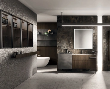 Mobile da Bagno a terra Lympha 02 in rovere e laccato ossidato di Arrital