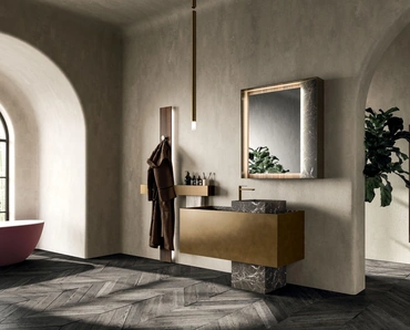 Mobile da Bagno a terra Must 02 in laccato Metal Bronzo e Marmo di Arrital