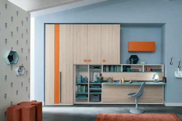 Cameretta in melaminico con scrivania integrata Alpha a scomparsa L080 di Doimo Cityline