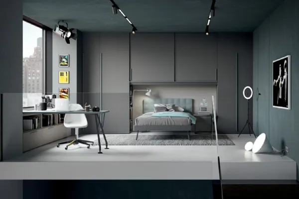 Cameretta soppalcata in laccato opaco Alpha Armadio a Ponte C09 di Doimo Cityline