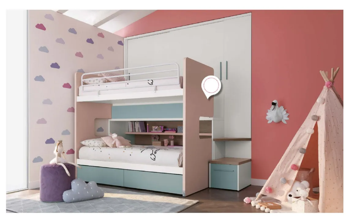 Cameretta in laccato opaco Alpha Letto a Castello M020 di Doimo Cityline