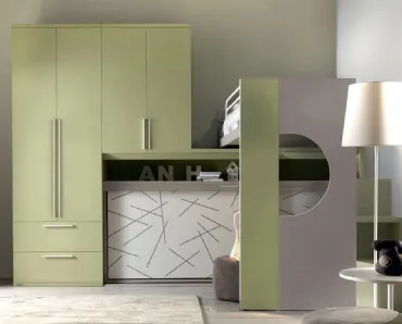 Cameretta in melaminico Alpha Letto a Soppalco E030 di Doimo Cityline